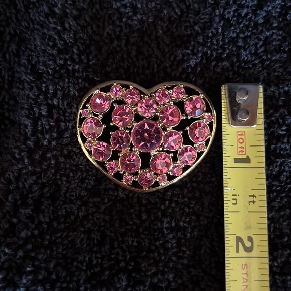 Vintage signed IC Crystal Pink Heart Brooch - Picture 4 of 5